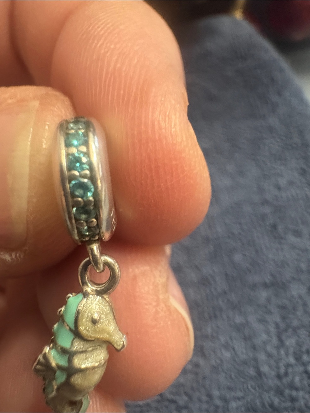 Turquoise Seahorse Silver Charm Pendant - Women Jewelry